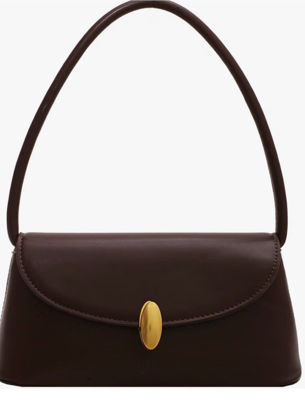 Classic Brown Leather Shoulder Bag with Gold Accent